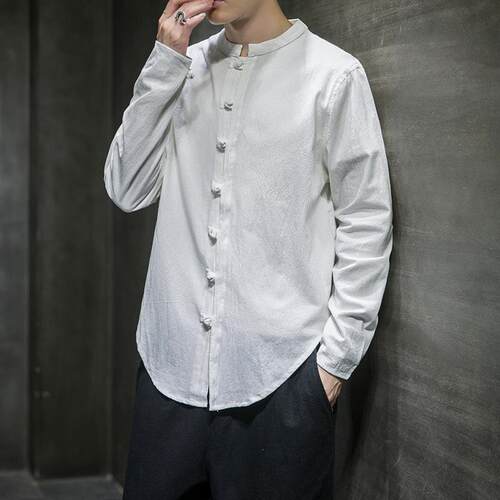 Y 75071 Chinese Style Cotton Linen Shirt 中国风衬衫