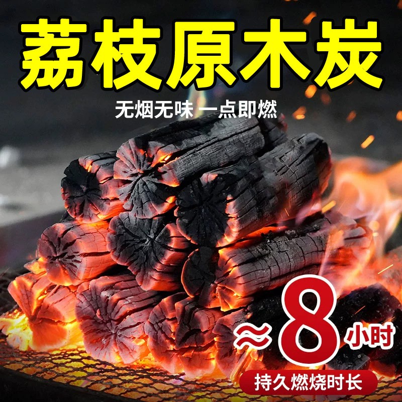 烧烤炭无烟木炭家用荔枝果木炭环保户外专用高温钢碳商用炭块易燃