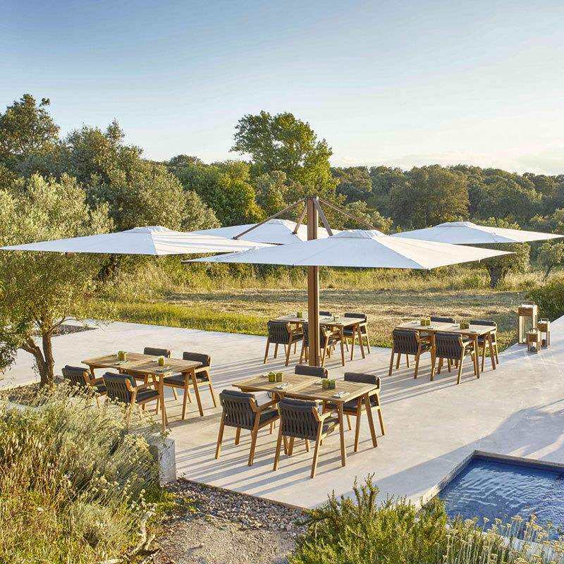 沃登户外柚木桌椅休闲庭院防腐木藤椅北欧阳台室外花园餐桌椅组合