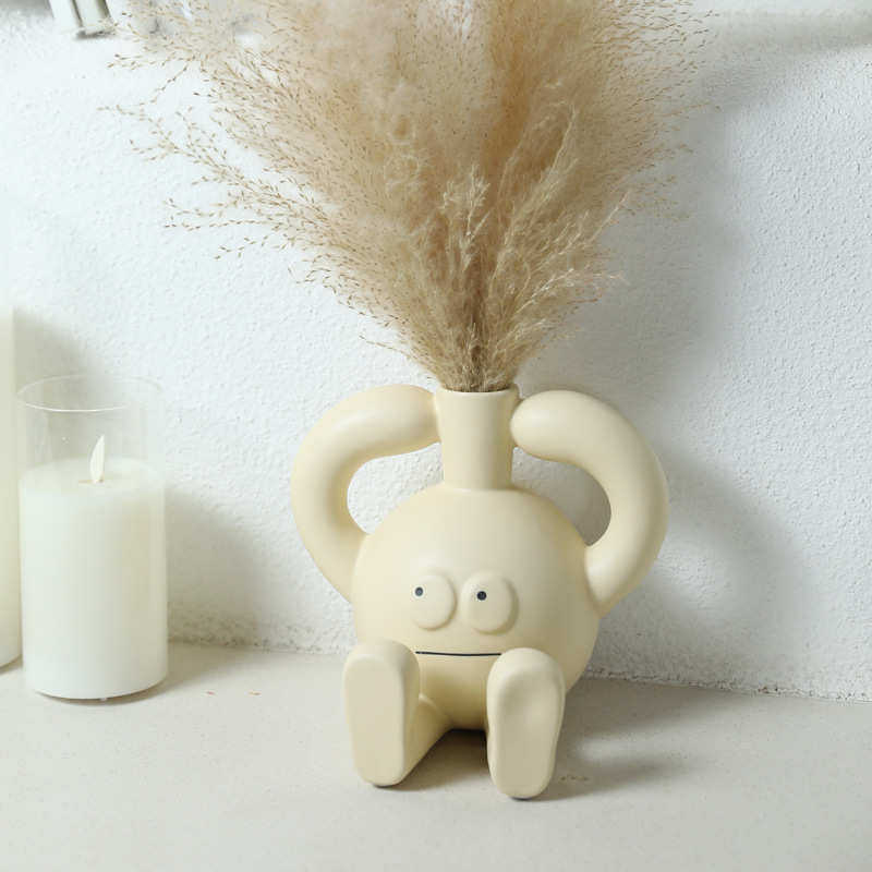 创意奶油风格陶瓷花瓶摆件 ins玄关客厅电视柜桌面装饰品可爱花器,家居饰品,花瓶,淘宝优惠券,粉丝福利购,淘宝优惠卷