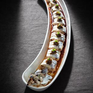 创意酒店餐具1米陶瓷超大号刀鱼带鱼鳗鱼火锅肉盘餐厅会所私房菜