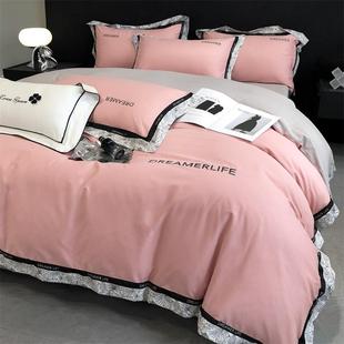 高档高端纯棉床上四套轻奢刺件绣i100棉被全套床单床品三件套床罩