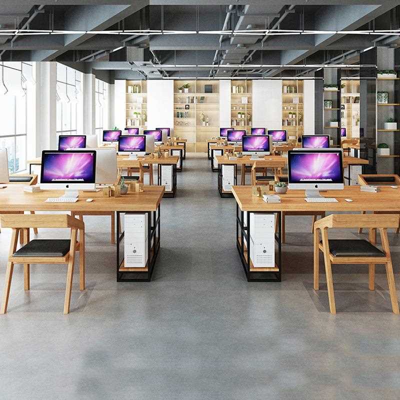 实木办公桌椅组合电脑桌财务职员办工桌4人位简约现代桌子工业风