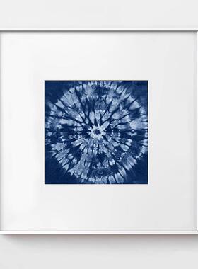 云南民宿蓝色挂画正方形扎染民族风玄关印染装饰画客厅壁画非遗画