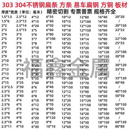 304不锈钢扁条 实心扁钢 小扁条方条钢条 303不锈钢方钢 扁钢方棒