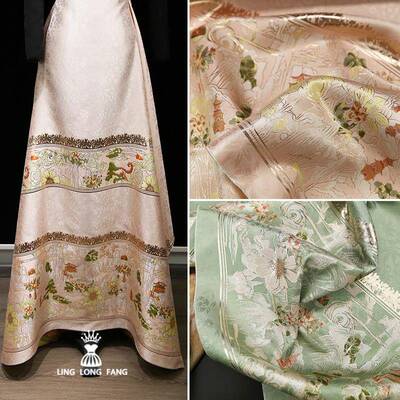定位织锦缎金线提花马面裙布料春秋汉服国风裙子服装面料