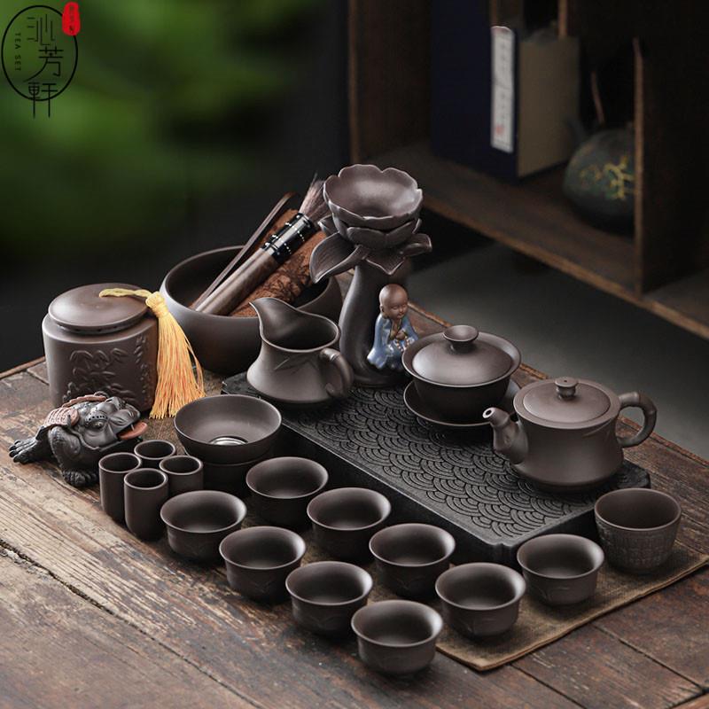 正宗宜兴紫砂功夫茶具套组家用轻奢高档陶瓷茶壶茶杯办公送礼新款