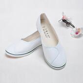 容院上班平底工作鞋 护士鞋 女白色软底坡跟透气防滑工作鞋