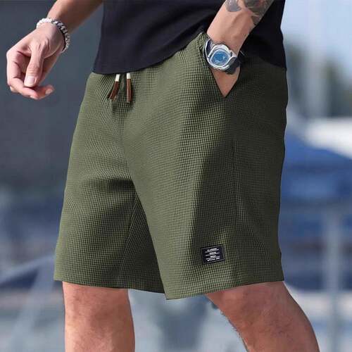 Set 3 men color waffle casual shorts gifts of s solid