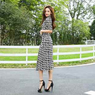 Strap Fit Wrap Khaki Black Lapel Slim Dress Chain Elegant