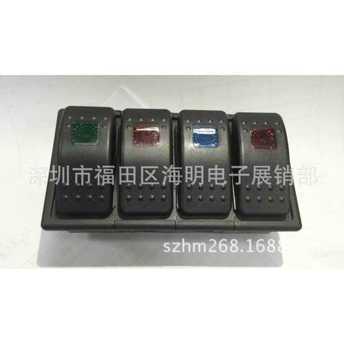 ON-OFF汽车房车改装开关船形开关带翘板电源开关带LED指示灯开关