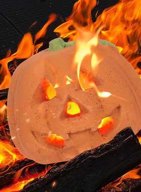 爆款万圣节火烧骷髅头摆件节日派对头顶冒火陶瓷 工艺品装饰