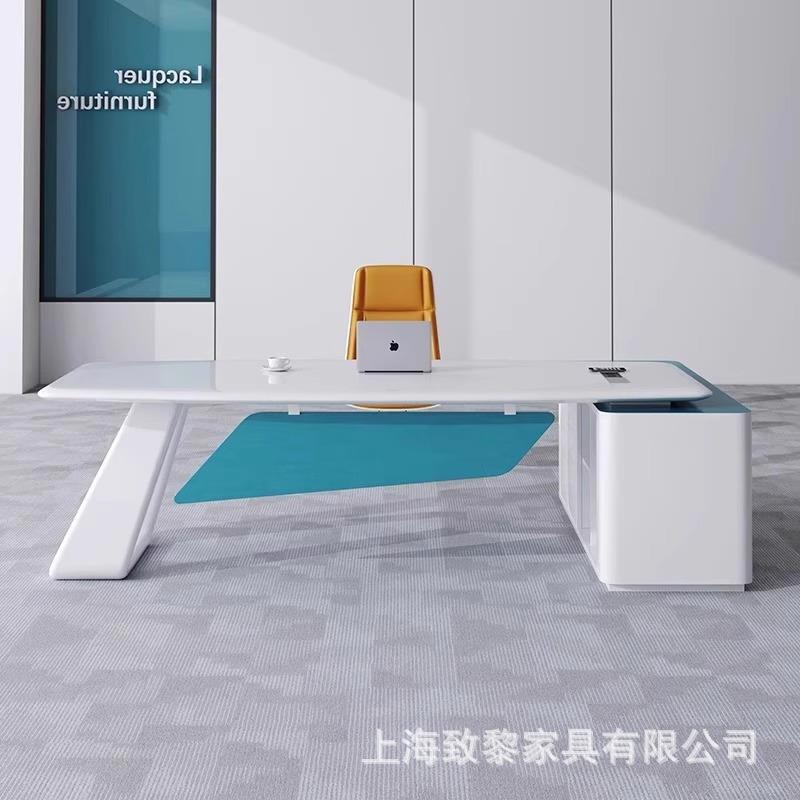 板桌简约现代轻烤漆总裁桌时尚主组合老1办公桌大班台奢经理管桌