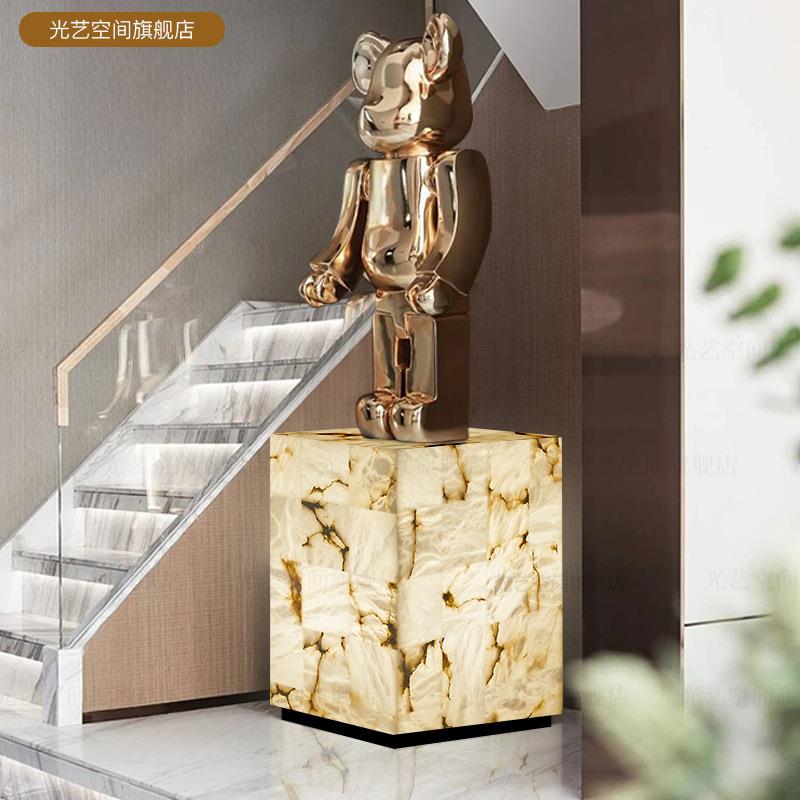 西班牙进口云石设计师售楼处样板房客厅装饰摆件别墅云石落地灯