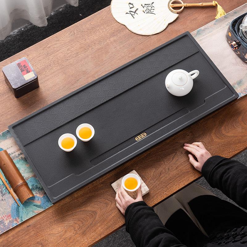 2025新款黑金石茶盘茶桶吸水板板茶几全自动套装茶具水壶一体化