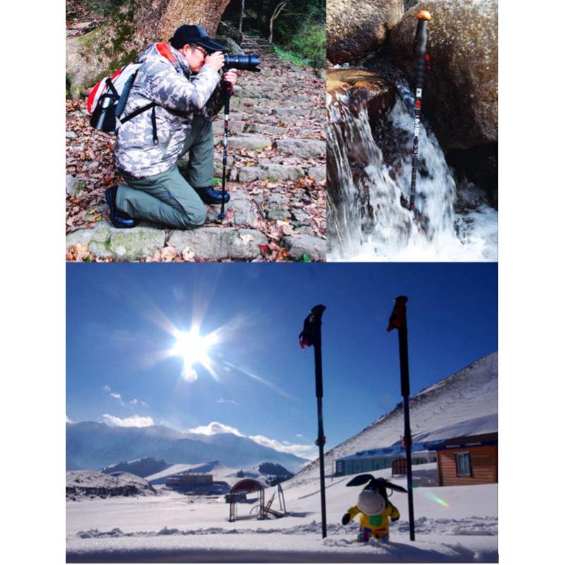 MBC户外3K四节登山杖 M165Q 99%碳纤维外锁手杖 徒步旅游摄影云台