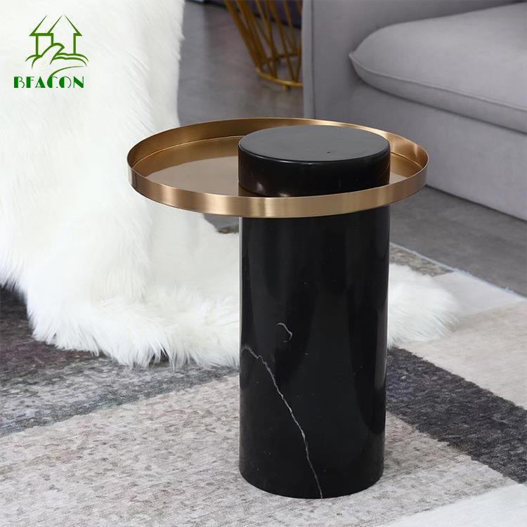 轻奢设计师家具不锈钢大理石底座金属边几设计师客厅沙发边几装饰