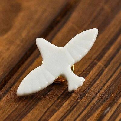 2PCS Handmade Ceramic Peace Dove Brooch Jewelry Badges