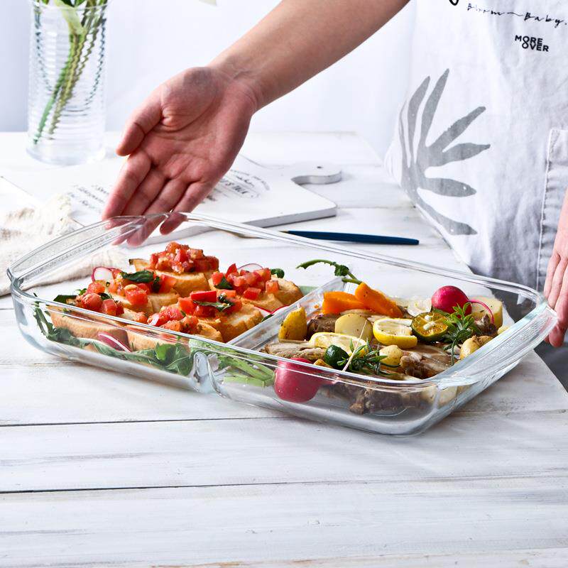 墨西哥进口Libbey利比玻璃烤盘焗饭盘3L烤箱微波鱼盘果盘家用带盖