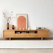 北美樱桃木电视柜白橡木黑胡桃木客厅地柜全实木北欧简约轻奢新款