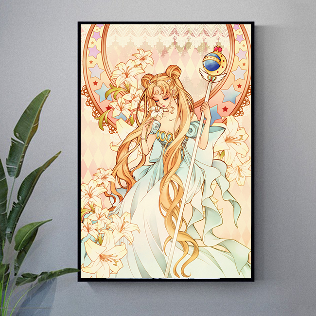 美少女战士diy数字油彩画 动漫月野兔水冰月手工填色油画月亮女神