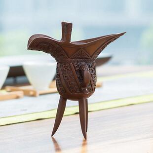 酒柜青铜器创意古代酒杯酒具 饰摆件 紫铜酒杯仿古爵杯 客厅房间装