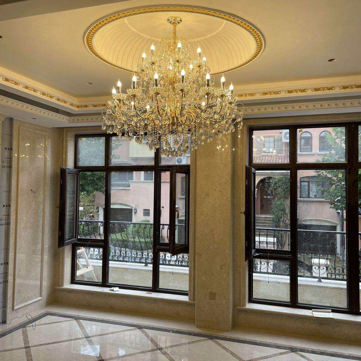 法式别墅大水晶吊灯复式餐厅客厅挑空复古美式楼梯灯大堂水晶