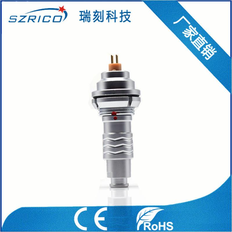 防水对接电缆0K4PIN外固定座PCB板接金属推拉自锁LED照明电连接器