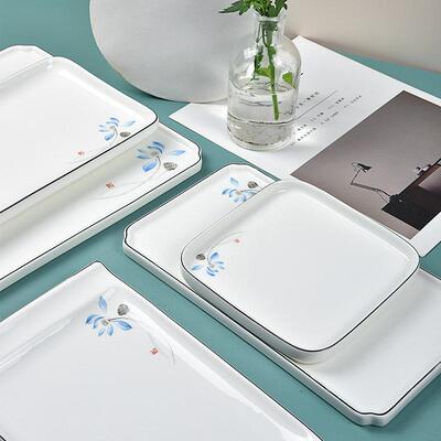 印象品瓷中国休闲陶瓷矩形板冷盘盘创意小吃矩形托盘方盘