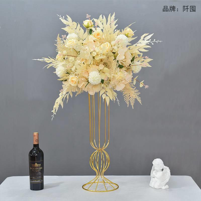 婚庆绢花高档电镀酒杯主桌花摆件酒店婚礼堂ktv装饰布置仿真花艺