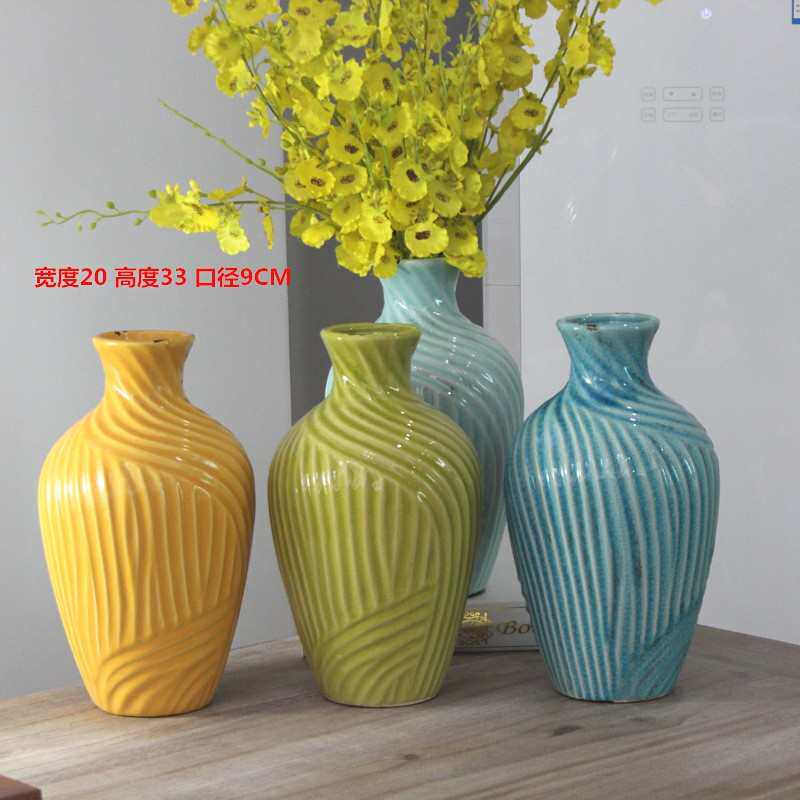 器花摆件桌面装波纹花瓶软装饰田园陶瓷海洋美式搭配欧式水培乡村