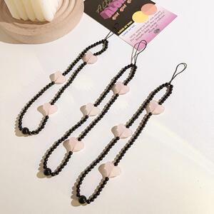 简约爱心手机挂绳手机壳挂链手机链串珠相机耳机套链条女款圆珠