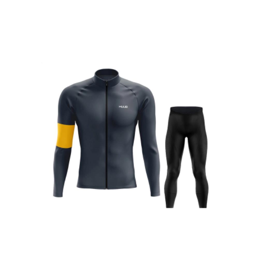 正品HUUB墨绿色竞车技赛骑行服车男长袖保暖套装公路车地自行服山
