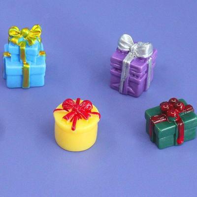 圣诞礼物盒树脂配件圣诞装饰配件冰箱贴场景桌面小摆件