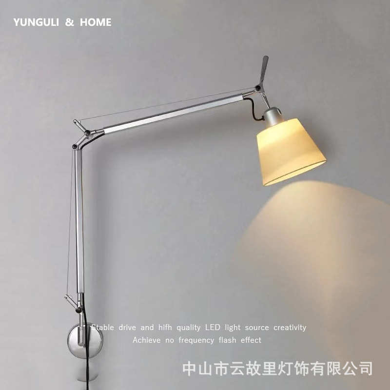 北欧复古工业风壁灯卧室床头书桌阅读伸缩折叠长杆摇臂长臂墙壁灯