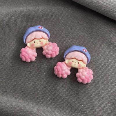 5pcs Girl Series Mini Resin Figures Kawaii Flatback Scrapboo