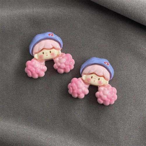 5pcs Girl Series Mini Resin Figures Kawaii Flatback Scrapboo