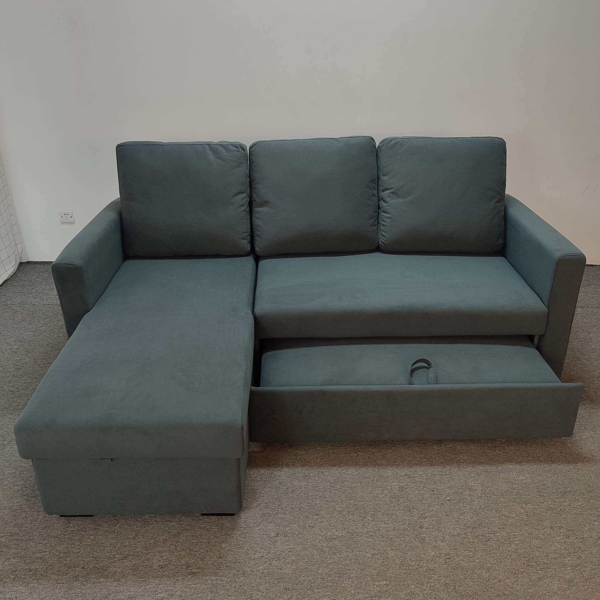 多功能科技绒沙发床两用大小户型贵妃带转角组合储物折叠沙发床