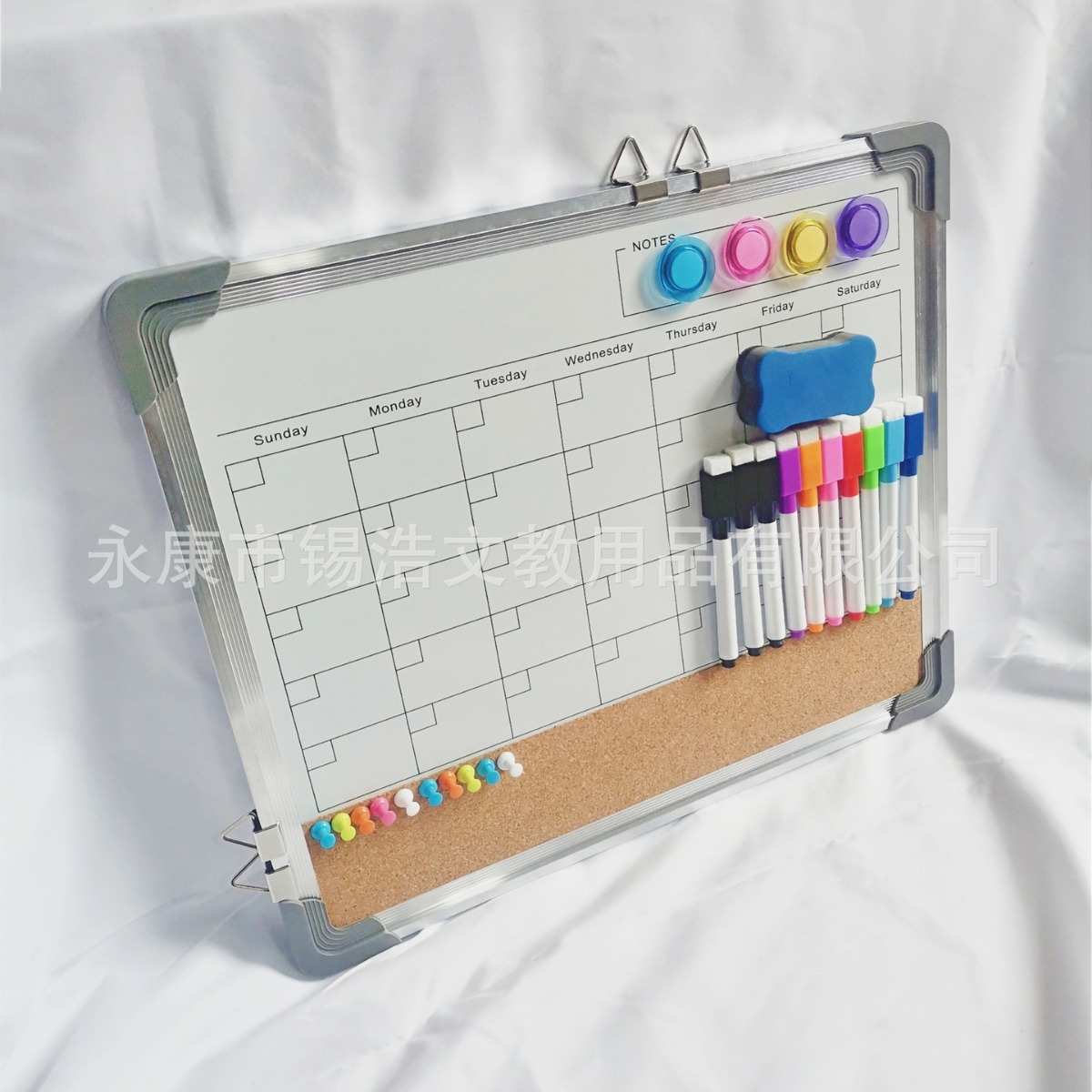 32软木日历留言板式白板铝*40cm月办公挂告示板合板框组双面