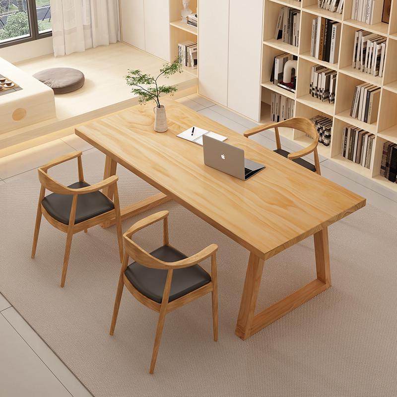 条桌学习现代简约桌家用电脑桌客厅实木书房茶几办公长原木大板