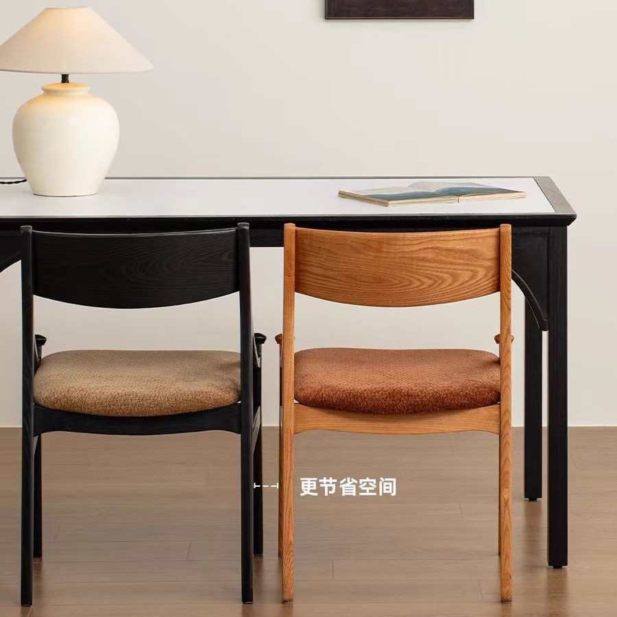 复古风实木餐椅2024新款法式简约家用靠背椅子轻奢软包坐垫餐桌椅