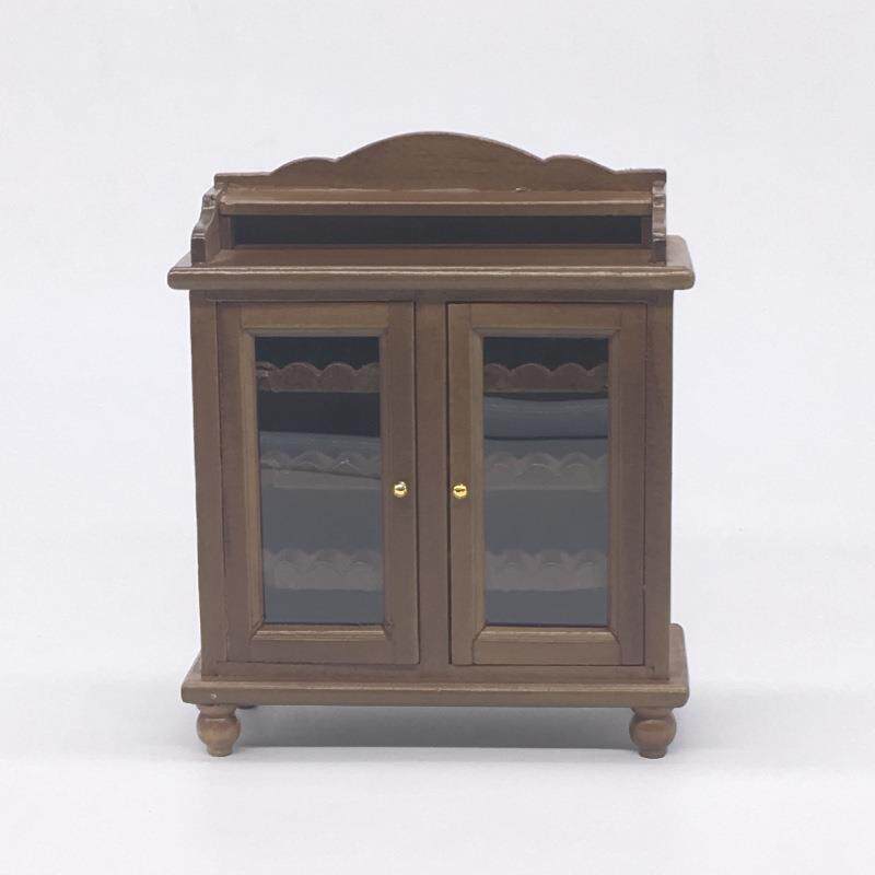 新款直销1:12娃娃屋小屋迷你家具成品模型 胡桃木色/白色简约酒柜