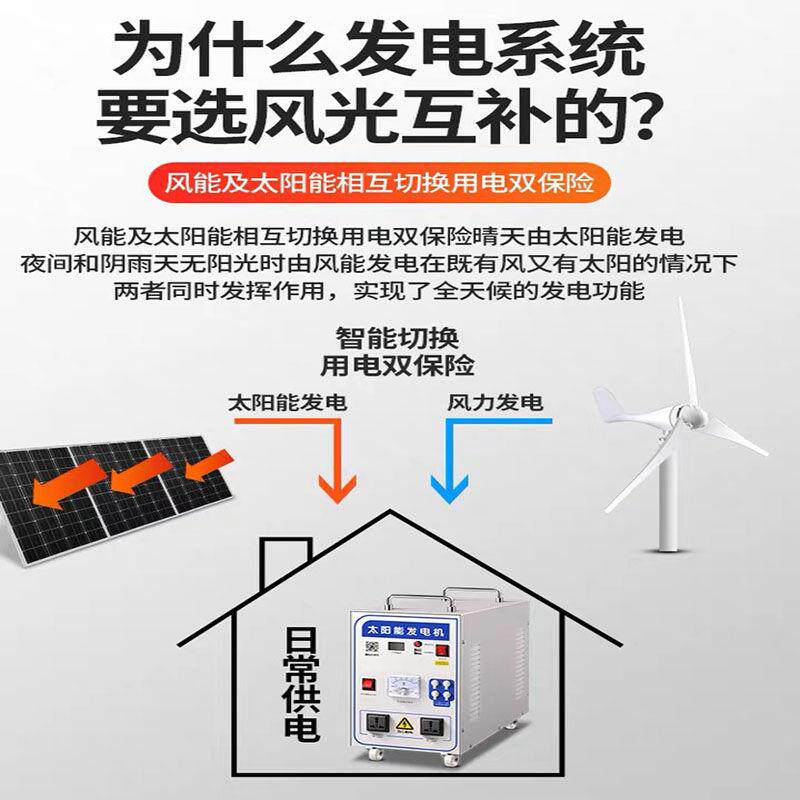 新款直销风力发电机家用车全套太阳能发电系统电池板光伏板风光互
