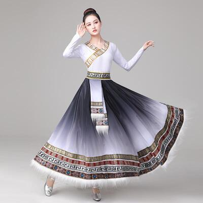 正品身新演款藏族舞蹈出服舞台表演服民族风藏族舞半裙水袖练习大