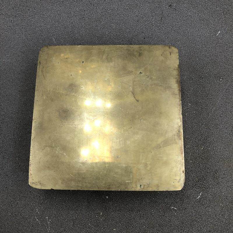 墨盒墨匣文具文房四宝铜墨盒山水风景墨盒办公家居摆件仿古铜器