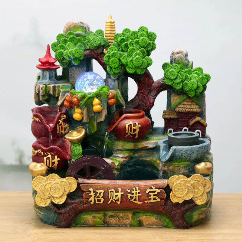 招财进宝工艺摆件流水摆件生日乔迁结婚装饰风声水起开业礼品