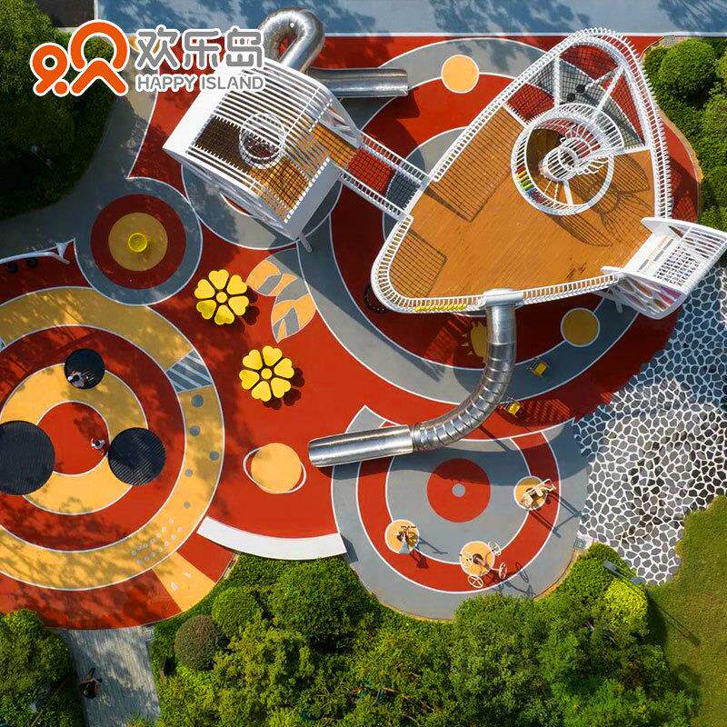 户外游乐设备厂家小区不锈钢滑梯公园树屋儿童乐园廊桥攀爬架蹦网