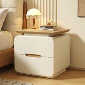 奶油小户型床风木头柜创意设计免实装 小型家用卧室安简约床床边收