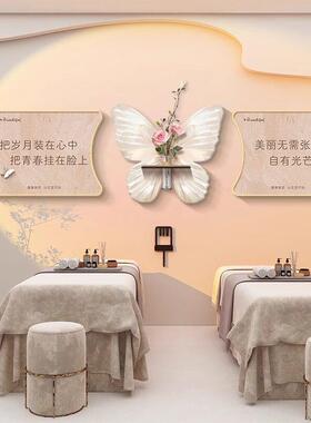 美容院装饰画轻奢养生馆皮肤管理会所挂画高级感蝴蝶水培绿植壁画
