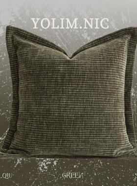 现代简约客厅沙发抱枕套绿色酒店样板间软装靠枕雪尼尔抱枕腰枕